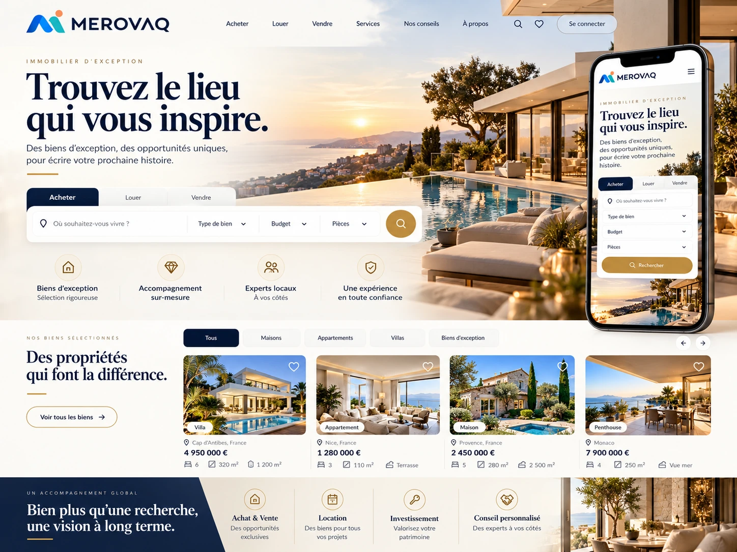 Immobilier — Recherche et fiches de biens
